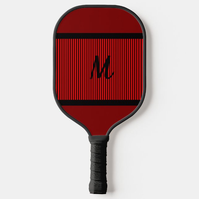 Monogrammed Red Striped  Pickleball Paddle (Back)