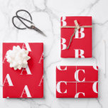 Monogrammed red white custom Initial letter Wrapping Paper Sheet<br><div class="desc">Customise w/Initial monogram Letter Red and white Wrapping Paper Sheets.
Customise,  personalise,  all your gifts with their individual letter,  initials,  alphabet,  name

For Birthdays,  Christmas,  Holidays gift wrapping paper</div>