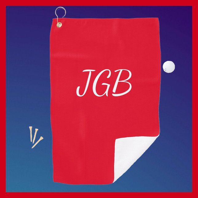 Monogrammed Red White or Choose Colour Background Golf Towel (Creator Uploaded)