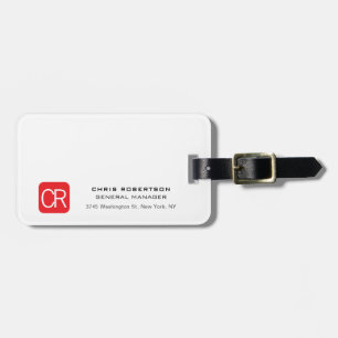Monogrammed Red White Professional Plain Luggage Tag