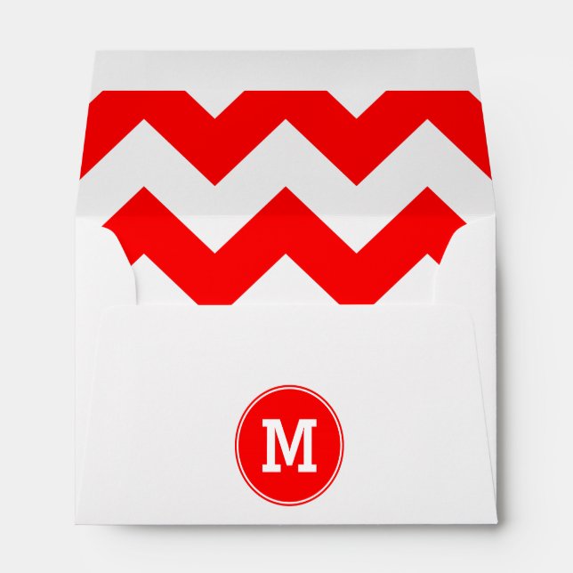 Monogrammed Red Zigzag Pattern Envelopes (Back (Bottom))
