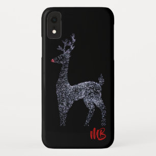 Monogrammed Reindeer Christmas Lights   Holidays iPhone XR Case