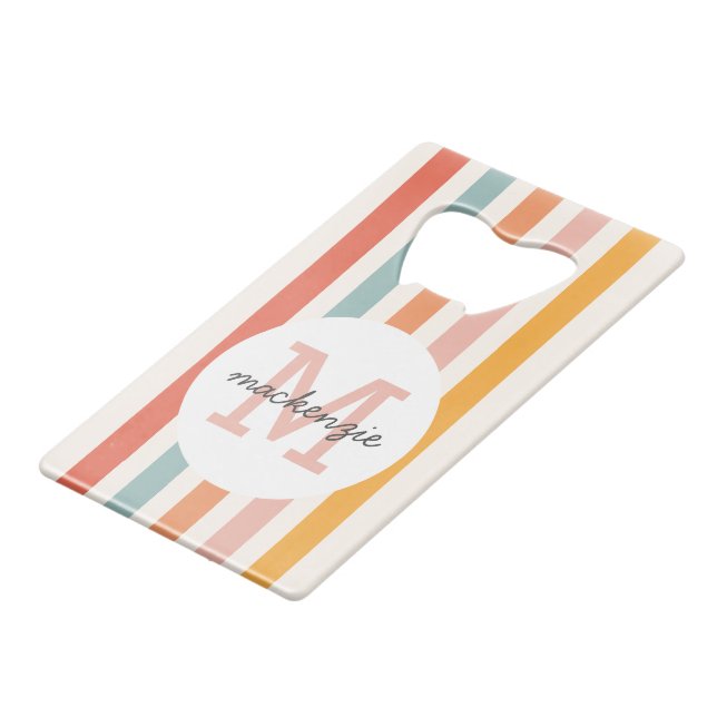 Monogrammed Retro Colourful Stripes Personalised (Front Angled)