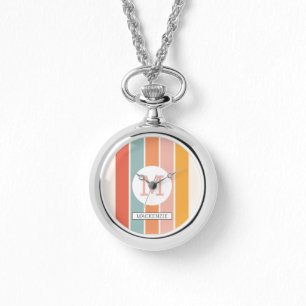 Monogrammed Retro Colourful Stripes Personalised Watch