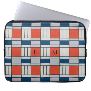 Monogrammed Retro Geometric Pattern Laptop Sleeve