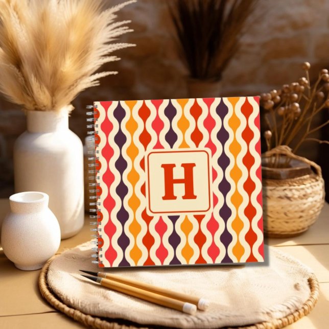 Monogrammed Retro Geometric Pattern  Notebook (Creator Uploaded)