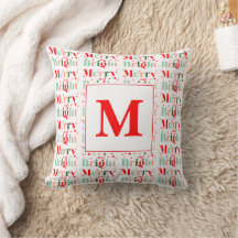 Monogrammed Retro Merry and Bright Christmas