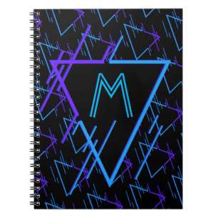 Monogrammed Retro Neon Geometric Pattern 2 Notebook