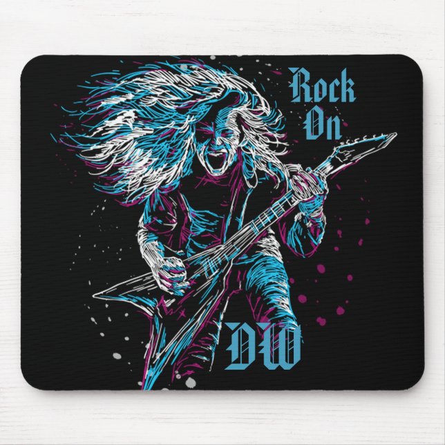 Monogrammed Rock On Heavy Metal Mouse Pad (Front)