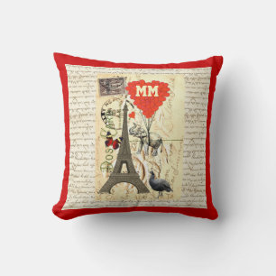 Monogrammed Romantic vintage heart Cushion