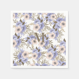 Monogrammed Romantic Violet Sage Botanical Floral Napkin