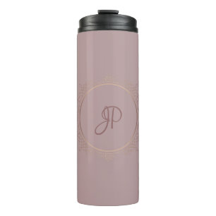 Monogrammed Rose Gold Elegant Custom Template Thermal Tumbler