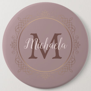 Monogrammed Rose Gold Elegant Modern Template 6 Cm Round Badge