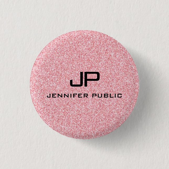 Monogrammed Rose Gold Glitter Look Template 3 Cm Round Badge (Front)