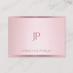 Monogrammed Rose Gold Template Modern Minimalist Business Card