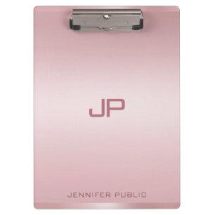 Monogrammed Rose Gold Template Personalised Classy Clipboard