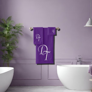 Monogrammed - royal purple bath towel set