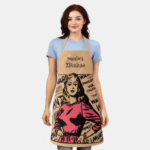 Monogrammed rustic retro kitchen chef Woman Apron
