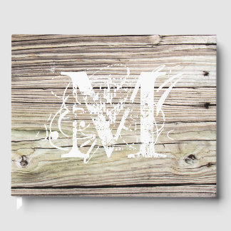 Monogrammed Rustic Wood Boards Guest Book