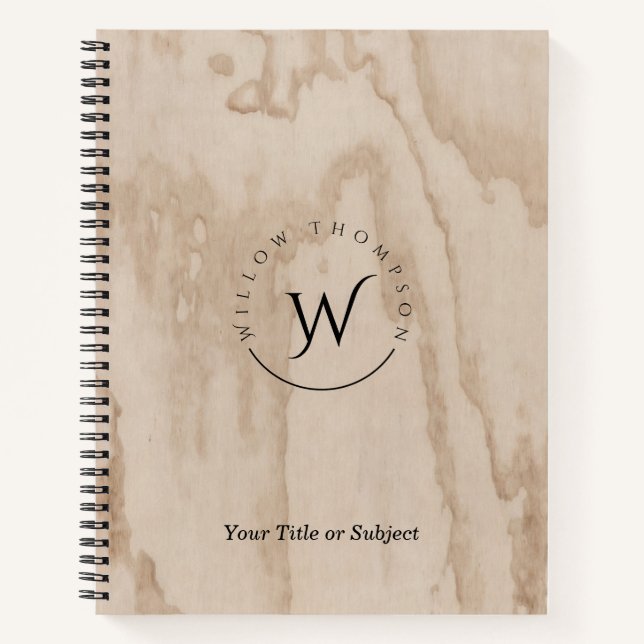 Monogrammed Rustic Wood Texture Elegant Journal (Front)