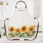 Monogrammed Rustic Yellow Sunflower Garden Apron<br><div class="desc">Cooking with style with our Monogrammed Rustic Yellow Sunflower Garden Cutting Apron. Featuring watercolor illustration of Yellow Sunflower Field and editable texts that can be customised. Suitable as gift for nature lovers and cooking enthusiasts.</div>