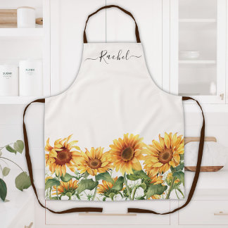 Monogrammed Rustic Yellow Sunflower Garden Apron