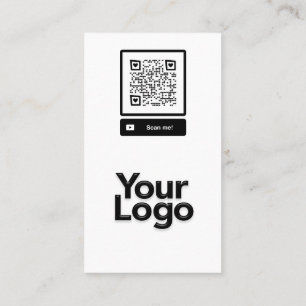 Monogrammed S Black and White Floral QR Code Logo Business Card