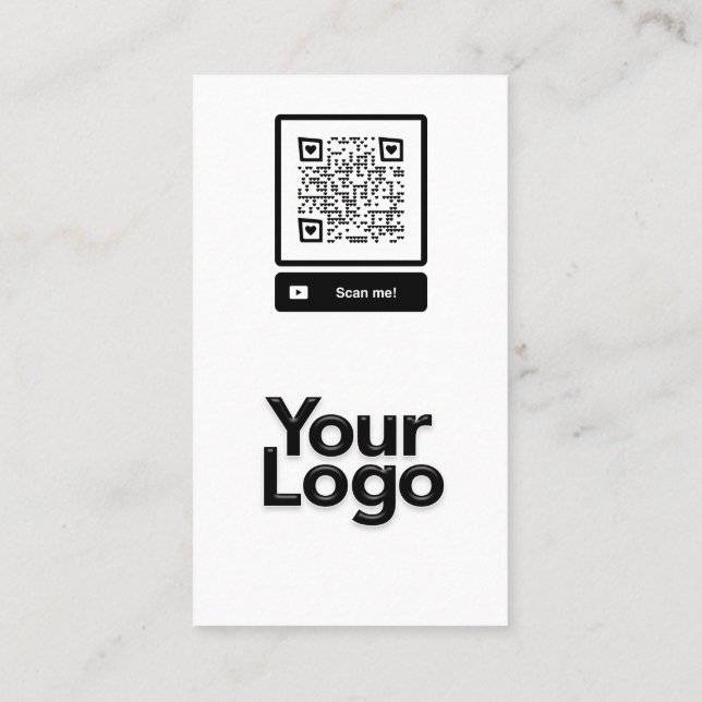 Monogrammed S Black and White Floral QR Code Logo Business Card (Back)