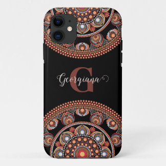 Monogrammed Safari Sunset Bohemian Dot Mandala iPhone 11 Case