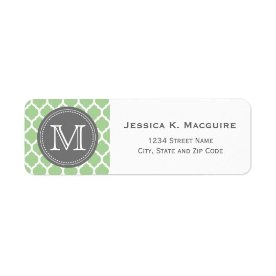 Monogrammed Sage Green & Grey Return Address Label