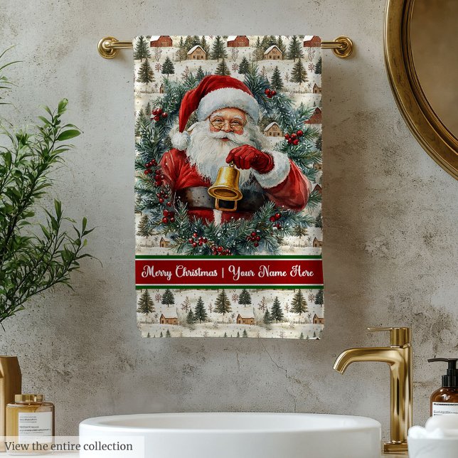 Monogrammed Santa Claus Christmas Bath Towels (Monogrammed Santa Claus Christmas Bath Towels)