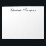 Monogrammed Script Notepad<br><div class="desc">This 11 x 8.5 notepad with 40 pages with your name in a beautiful, modern yet traditional script font in black is perfect for writing notes to office personnel, family, and friends! You will love having it to jot things down on. It makes a great gift for any distinguished woman....</div>