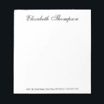 Monogrammed Script Notepad<br><div class="desc">This 5.5 x 6 notepad with 40 pages with your name, address, and phone number in beautiful, modern yet traditional fonts is perfect for writing notes to office personnel, family, and friends! You will love having it to jot things down on. It makes a great gift for any distinguished woman....</div>