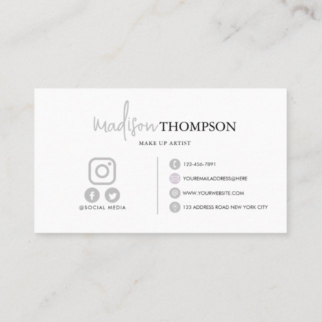 Monogrammed Script Typography Pale Grey QR Code Business Card (Back)