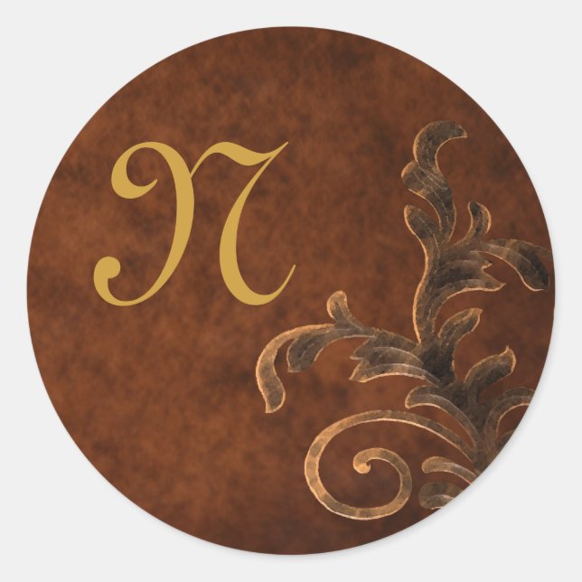 Monogrammed Scroll Leaf Sticker (Front)