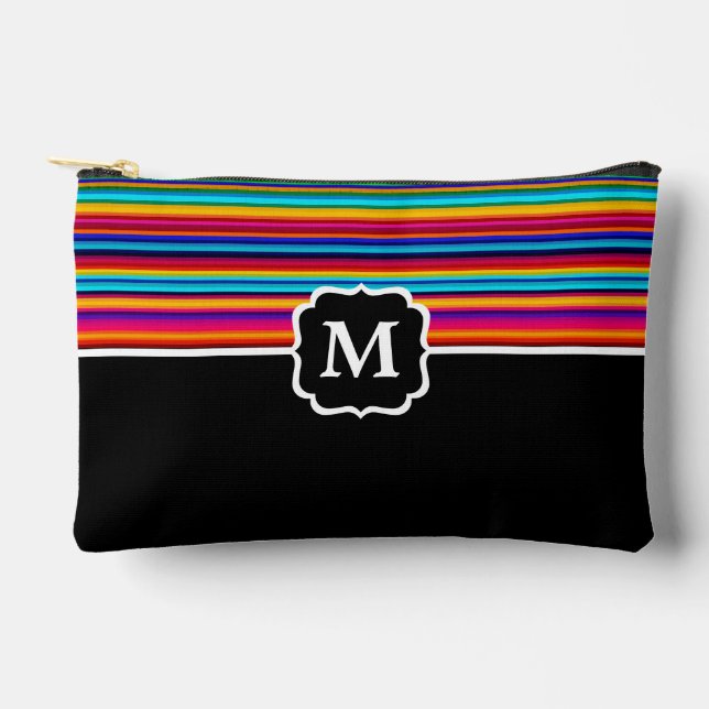 Monogrammed Serape Striped  Accessory Pouch (Front)