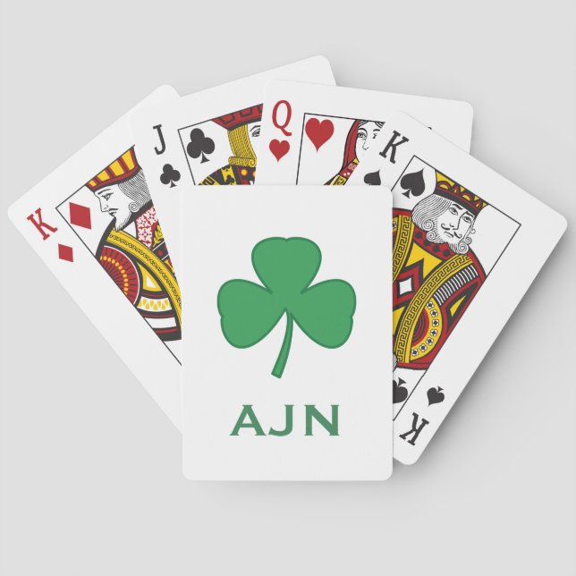 Monogrammed Shamrock Irish Playing Cards Gift (Back)