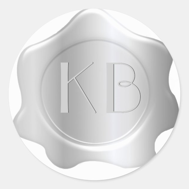 Monogrammed Silver Tone Wax Seal Stickers (Front)