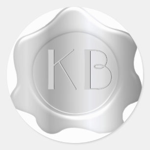 Monogrammed Silver Tone Wax Seal Stickers