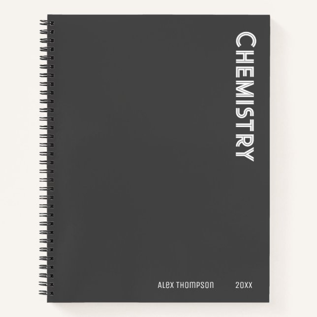 Monogrammed simple Chemistry dark grey Notebook (Front)