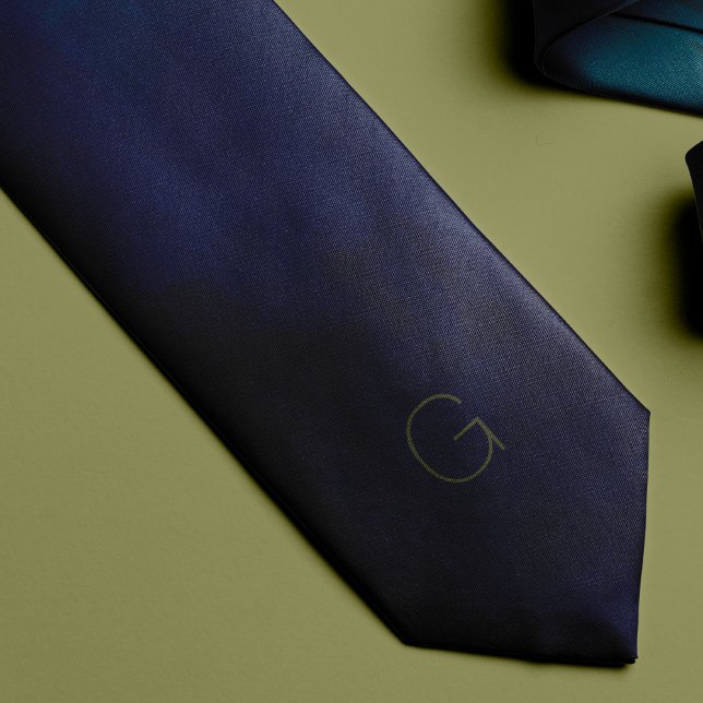 Monogrammed simple dark blue elegant tie (Creator Uploaded)