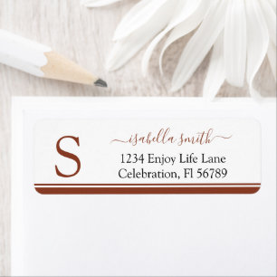 Monogrammed Simple Modern Girly Script Label Return Address Label