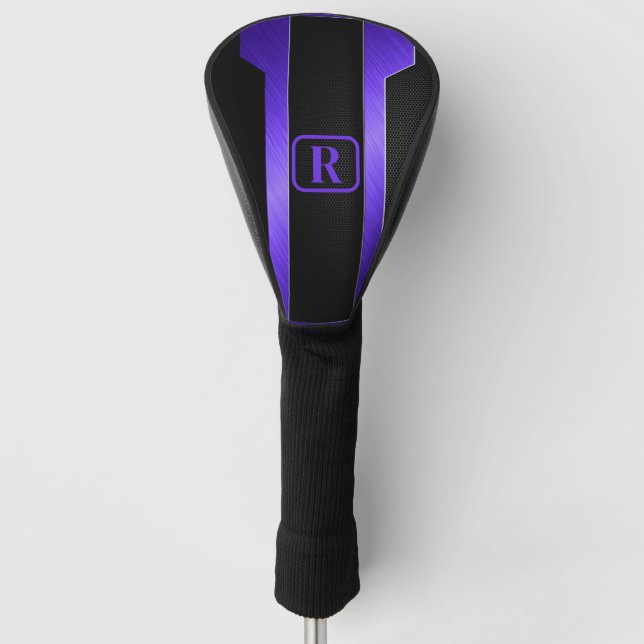 Monogrammed Sleek Purple Metal   Golf Head Cover (Front)