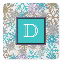 Monogrammed Snowflake Stickers