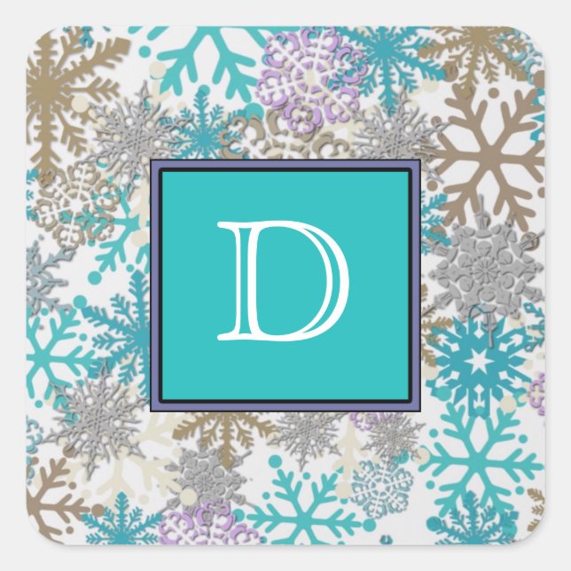 Monogrammed Snowflake Stickers (Front)