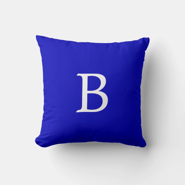 Monogrammed Solid Colour Cobalt Blue Cushion (Front)