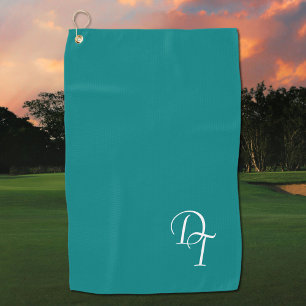 Monogrammed - solid teal golf towel