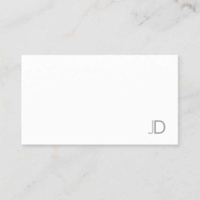 Monogrammed Sophisticated Modern Sleek Plain Business Card (Front)
