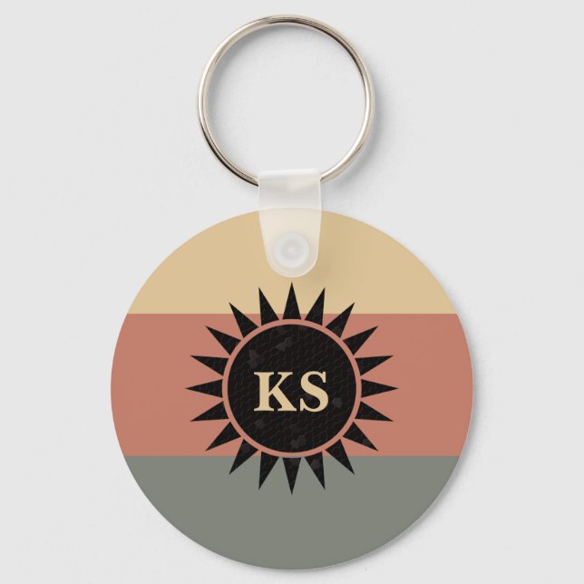 Monogrammed Southwestern Style Motif Key Chain (Front)