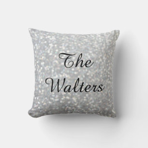 Monogrammed Sparkly Silver Pillow